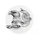 half sleeve with eagle holding snake, cardinal flying, and filler of ocean, mountains, and desert tattoo design idea