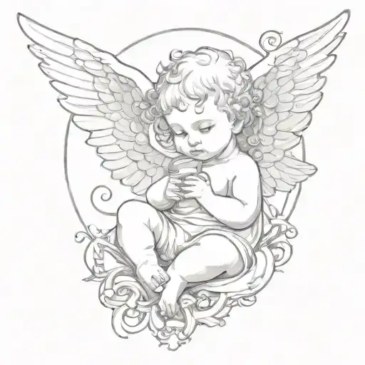 cherub angel tattoo design idea