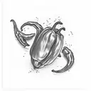 a red chilli pepper in the shape of country of Chile   tattoo design idea