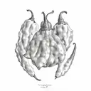 a red chilli pepper in the shape of country of Chile   tattoo design idea