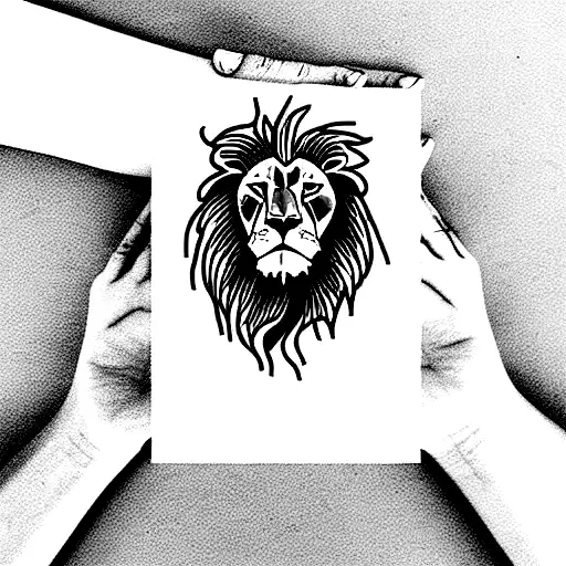 lion hunting  tattoo design idea