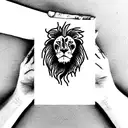 lion hunting  tattoo design idea