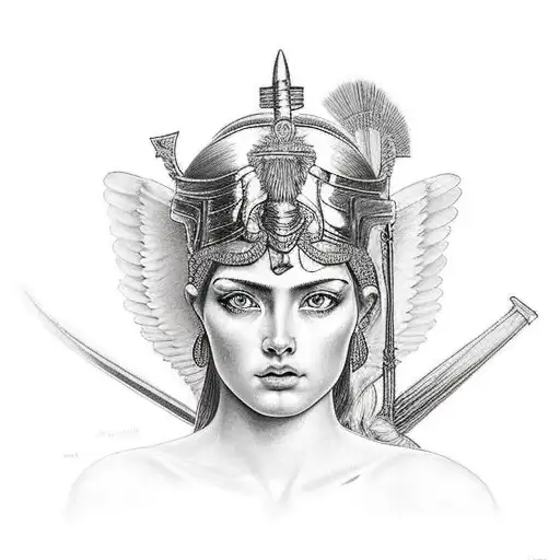 Athena goddess of war tattoo design idea