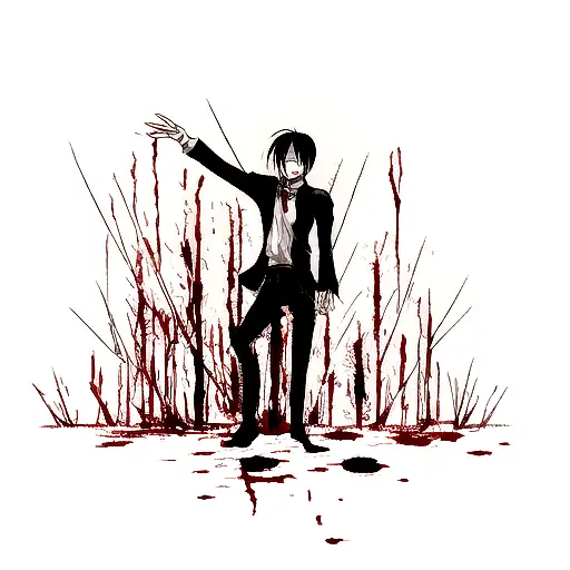 Levi Ackerman from attack on titan covered in blood tattoo design idea