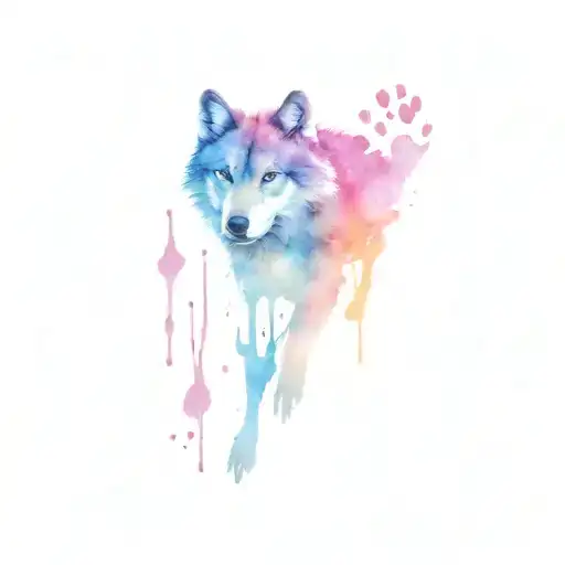 Alpha wolf paw prints trailing tattoo design idea