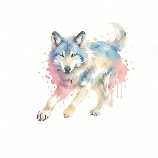 Alpha wolf paw prints trailing tattoo design idea
