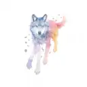 Alpha wolf paw prints trailing tattoo design idea