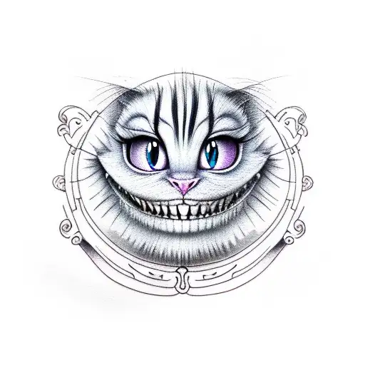cheshire cat smiling tattoo design idea