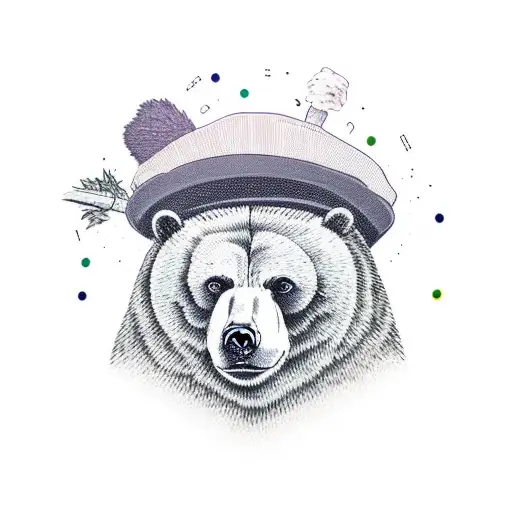 a bear with a hat and a weed joint tattoo design idea