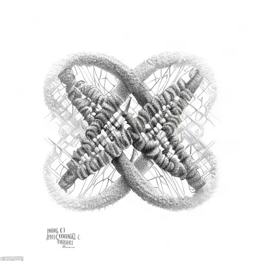 dna double helix intertwined in human heart  tattoo design idea