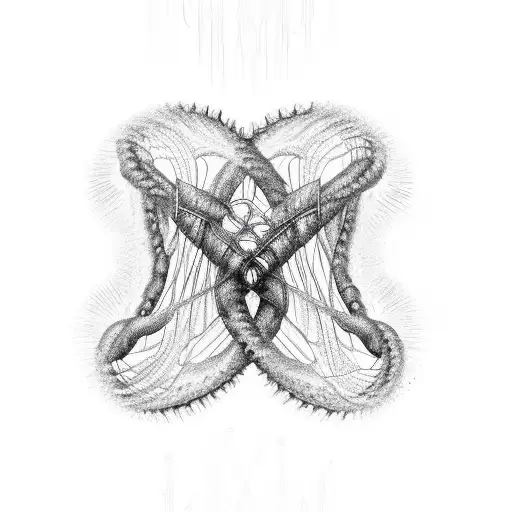 dna double helix intertwined in human heart with jellyfish  tattoo design idea