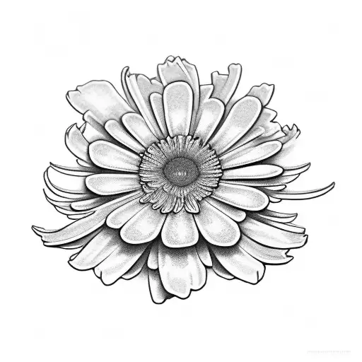 geranium daisy chrysanthemum minimal tattoo design idea