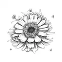 geranium daisy chrysanthemum minimal tattoo design idea