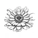 geranium daisy chrysanthemum minimal tattoo design idea