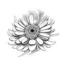 geranium daisy chrysanthemum minimal tattoo design idea