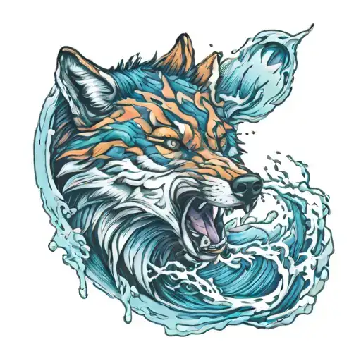 wolf warrior water  tattoo design idea