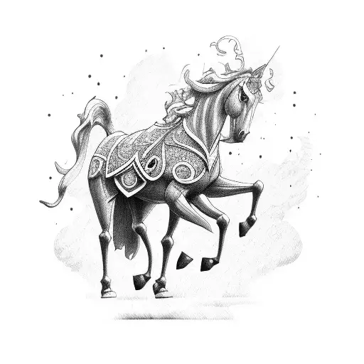 un cheval avec des carottes  tattoo design idea