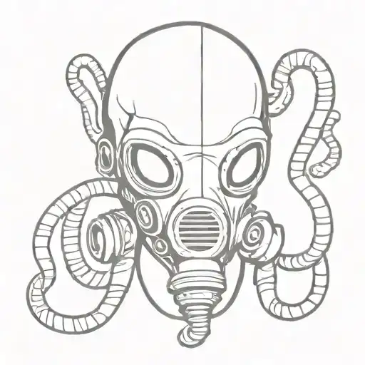 alienhead with tentacles and gas mask  tattoo design idea