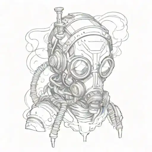 alien with gas mask tattoo design idea