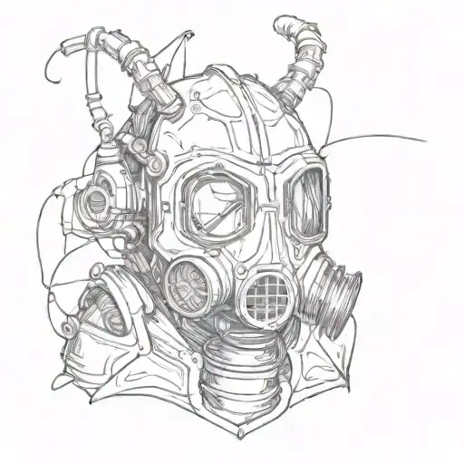 gas mask alien tattoo design idea