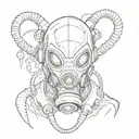 alien with gas mask tattoo design idea