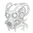 alien with gas mask tattoo design idea