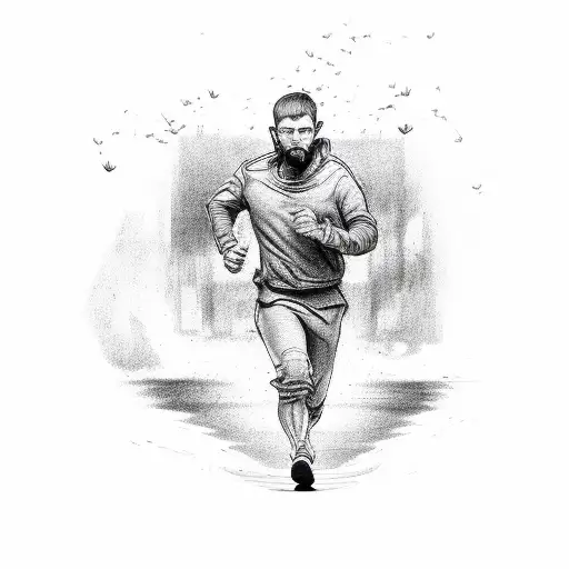 man running tattoo design idea