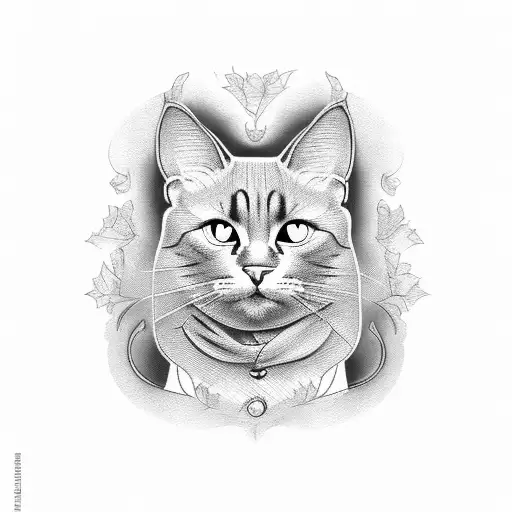 black cat fat tattoo design idea