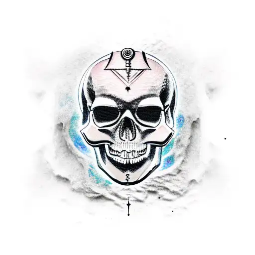 Pharaoh skull surrounded by hieroglyphics tattoo design idea