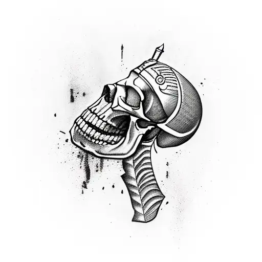 Pharaoh skull surrounded by hieroglyphics tattoo design idea
