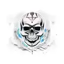 Pharaoh skull surrounded by hieroglyphics tattoo design idea