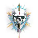 Pharaoh skull surrounded by hieroglyphics tattoo design idea