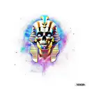 Pharaoh skull surrounded by hieroglyphics tattoo design idea