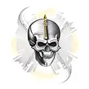 Pharaoh skull surrounded by hieroglyphics tattoo design idea