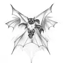 full Bat hanging with wings tattoo design idea