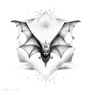 full Bat hanging with wings tattoo design idea