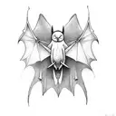 full Bat hanging with wings tattoo design idea