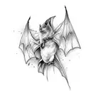 full Bat hanging with wings tattoo design idea