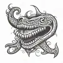 human bite marks with a cursive AR letter tattoo design idea