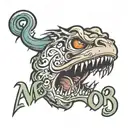 human bite marks with a cursive AR letter tattoo design idea