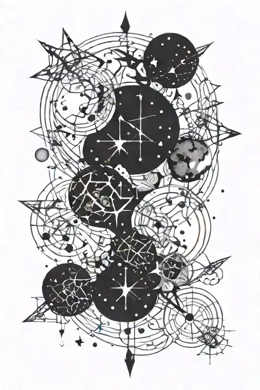 A celestial constellation tattoo combining the Scorpio, Aries, and Sagittarius constellations in a unique design tattoo design idea