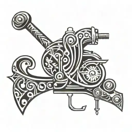 tattoo machine and eyebrows tattoo design idea