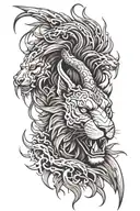 lion face and dragon coiled tattoo design idea