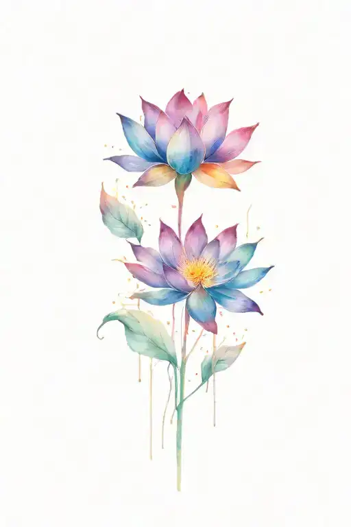 An abstract design of a lotus flower surrounded by electric currents representing inner strength and power tattoo design idea
