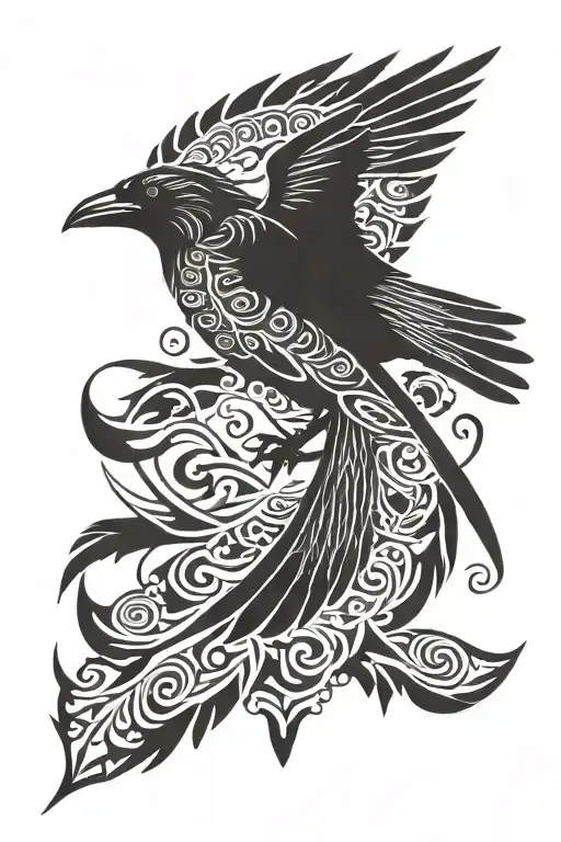 crow flying tattoo design idea