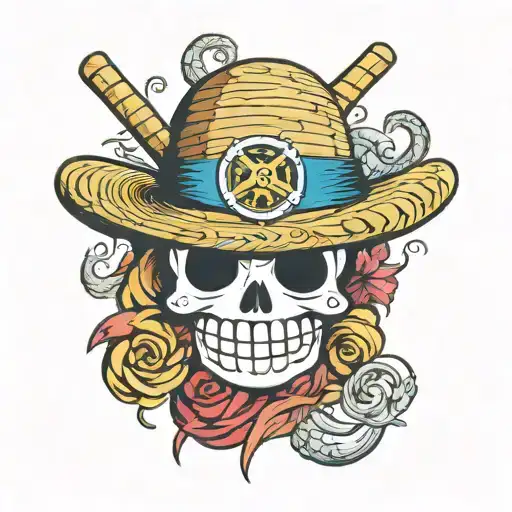 one piece straw hat tattoo design idea
