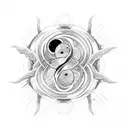 Ying yang that the eyes are rinnegan and six path sage mode tattoo design idea