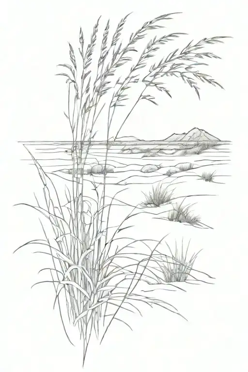 beach dune grass tattoo design idea