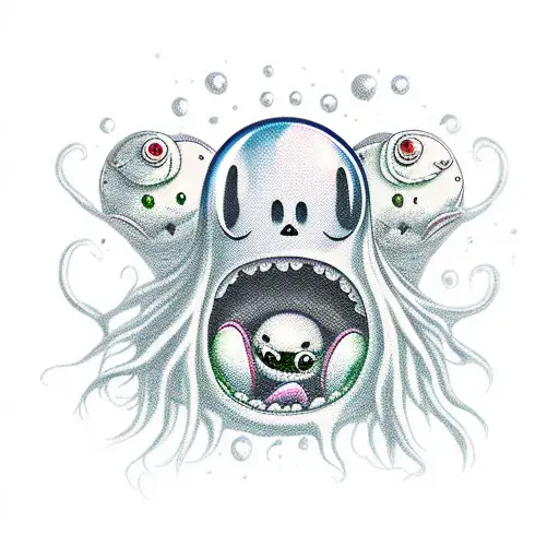 cute ghost tattoo design idea