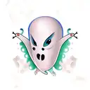 cute ghost tattoo design idea